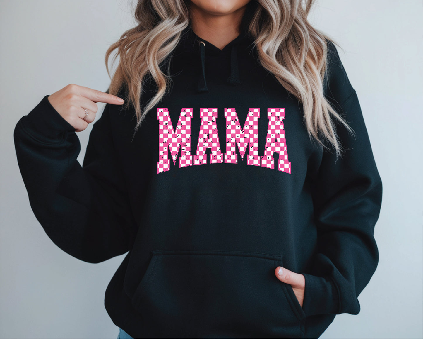 Pink Checkered Mama Sweatshirt