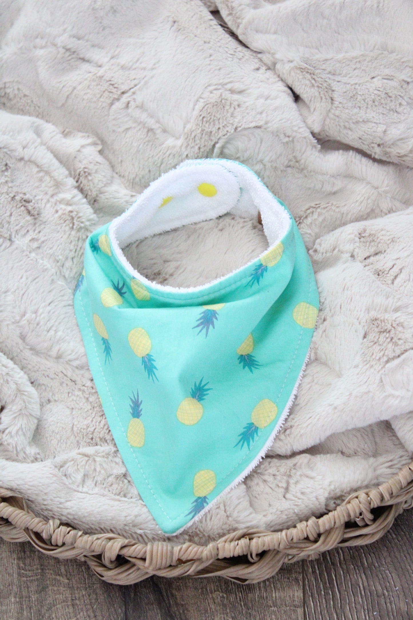 Aqua Pineapple Bibdana and Burp Cloth