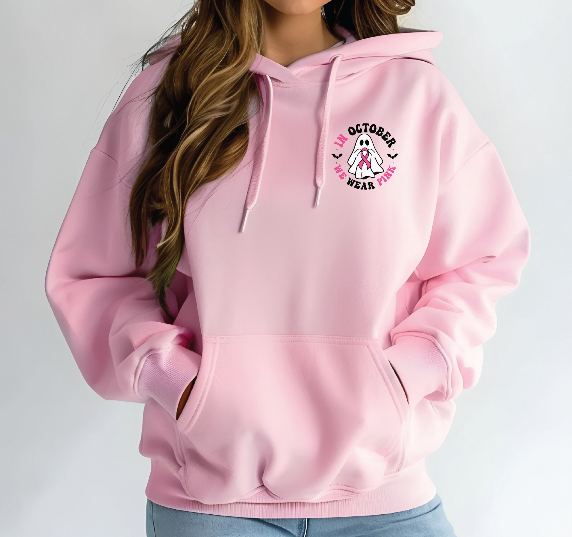 In October we wear pink hoodie sweatshirt | Breast Cancer Awareness Month
