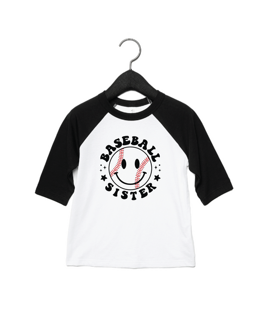 Baseball Smiley Sibling Raglan Tee