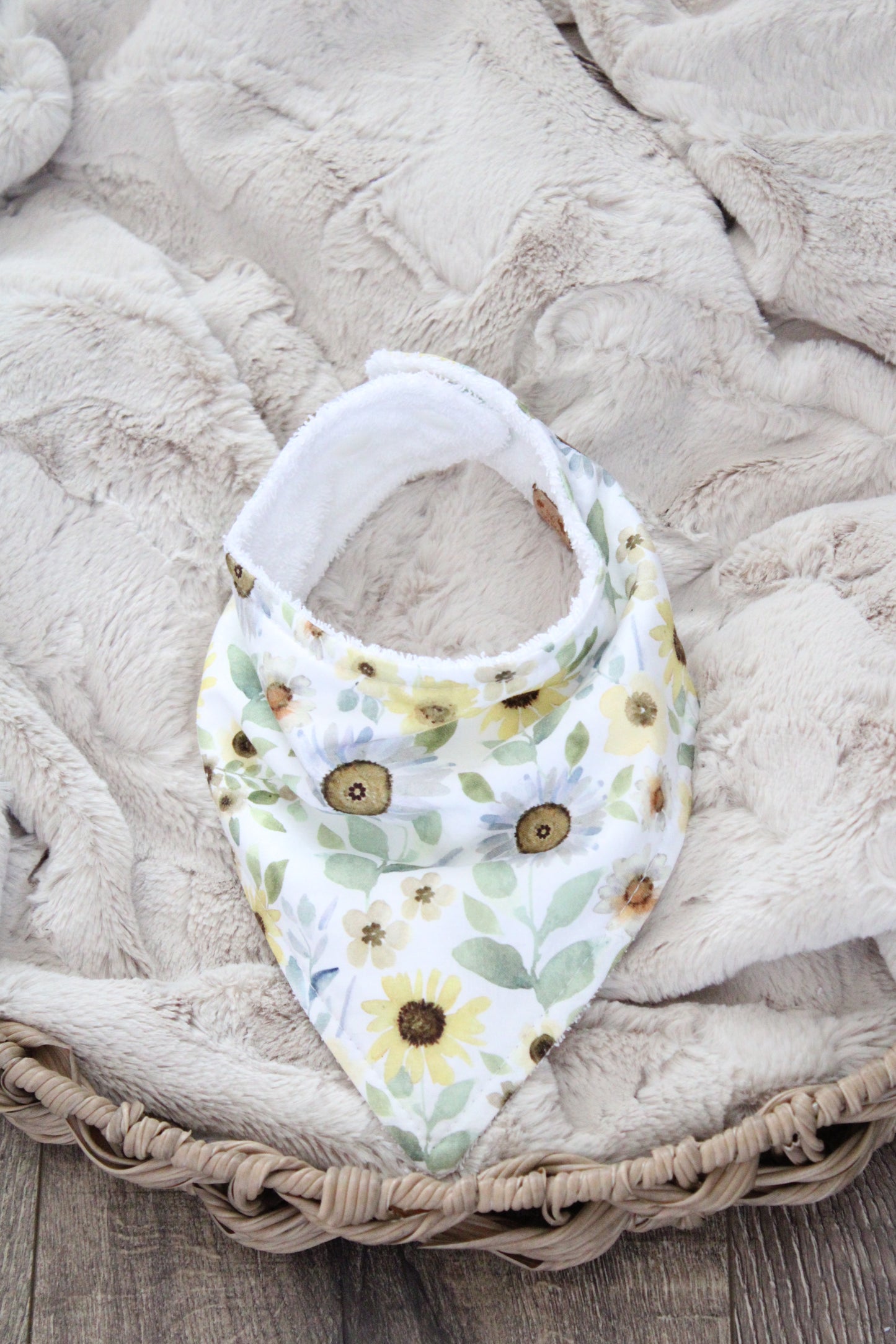 Blue Sunflowers Bibdana and Burp Cloth