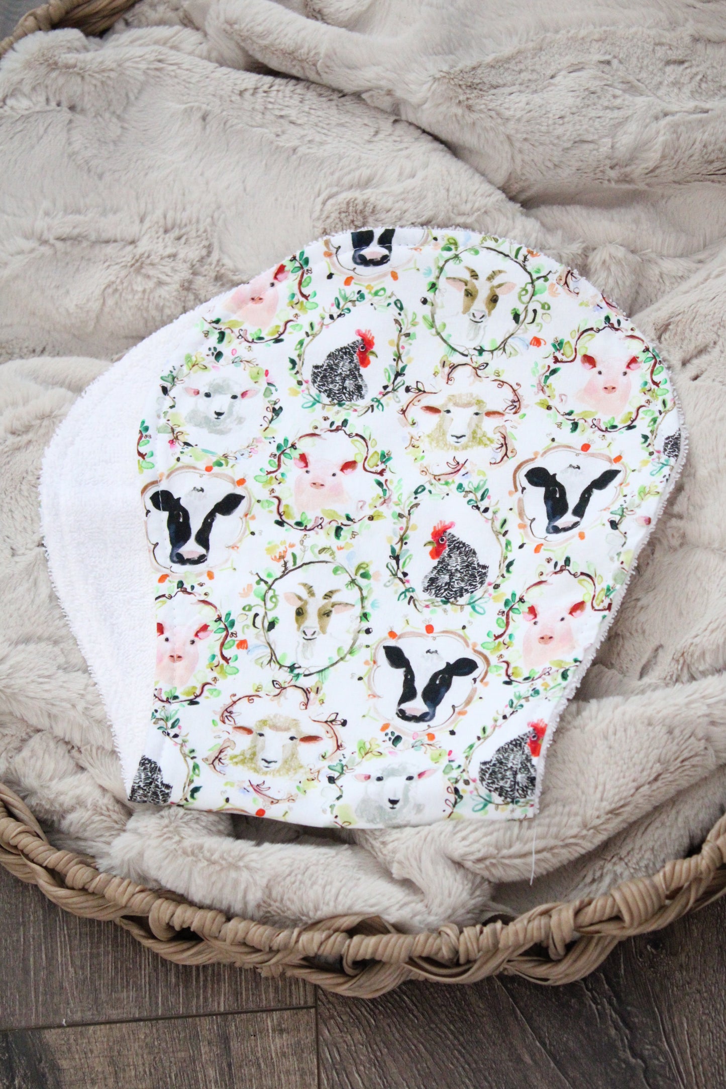 Farm Animals Bibdana and Burp Cloth