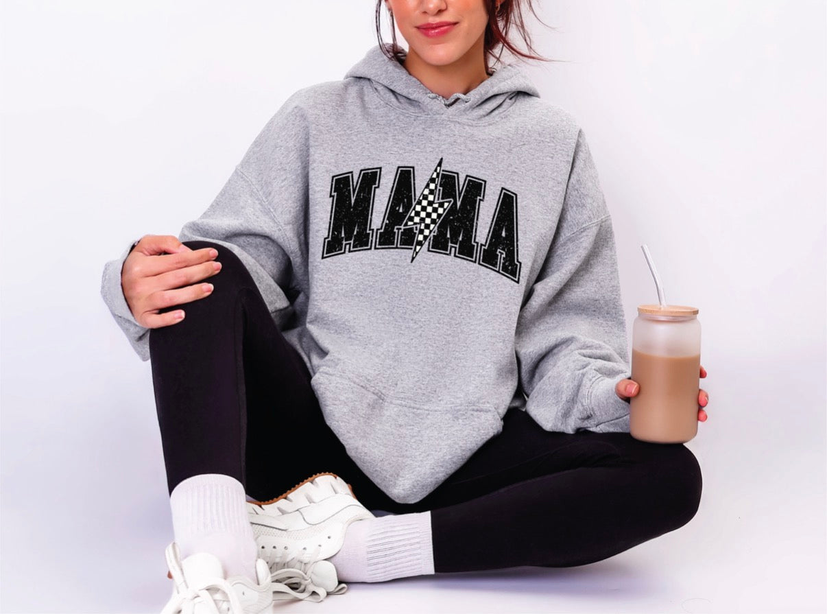 Checkered Lightning Bolt Mama Sweatshirt