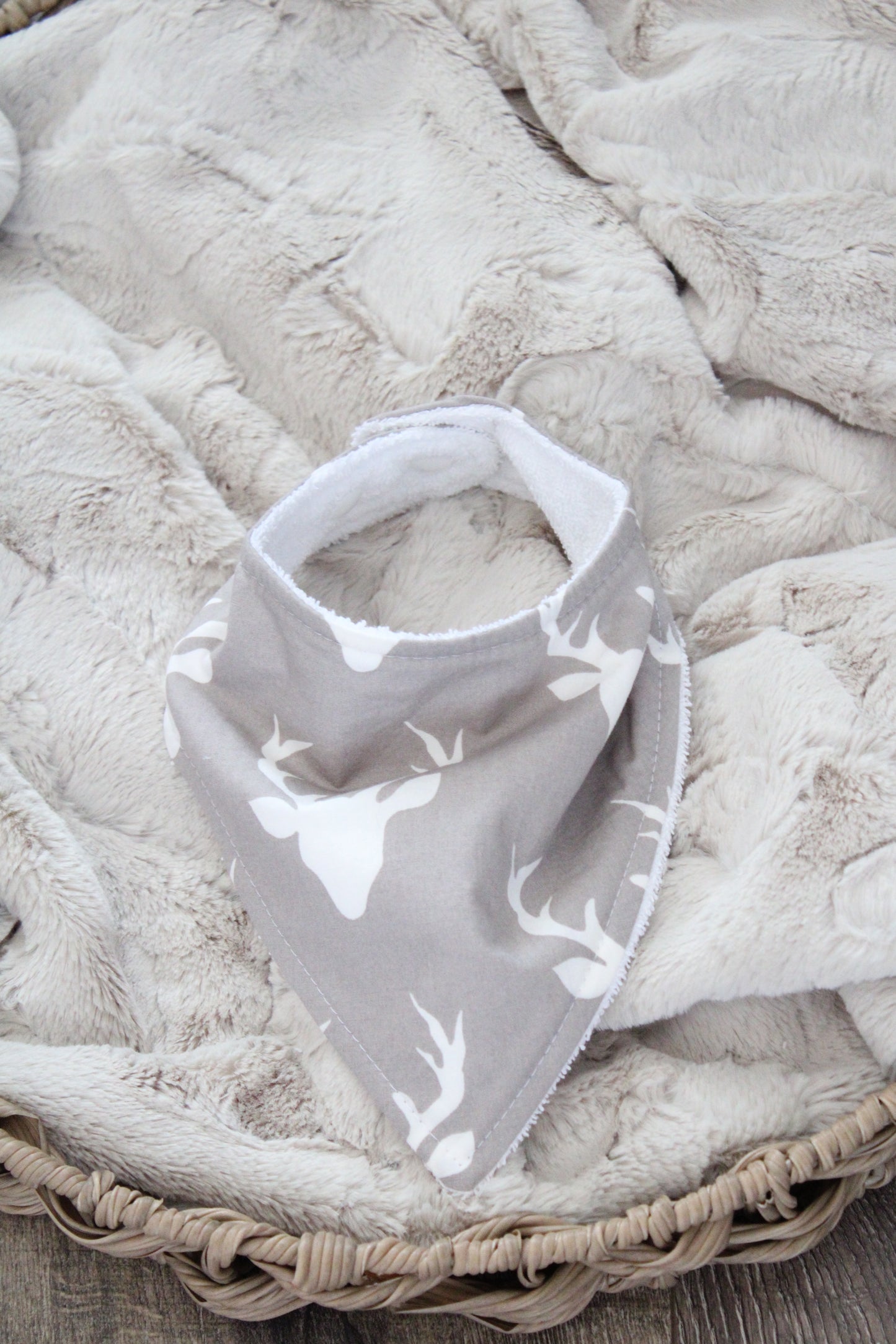 Gray Bucks Bibdana and Burp Cloth