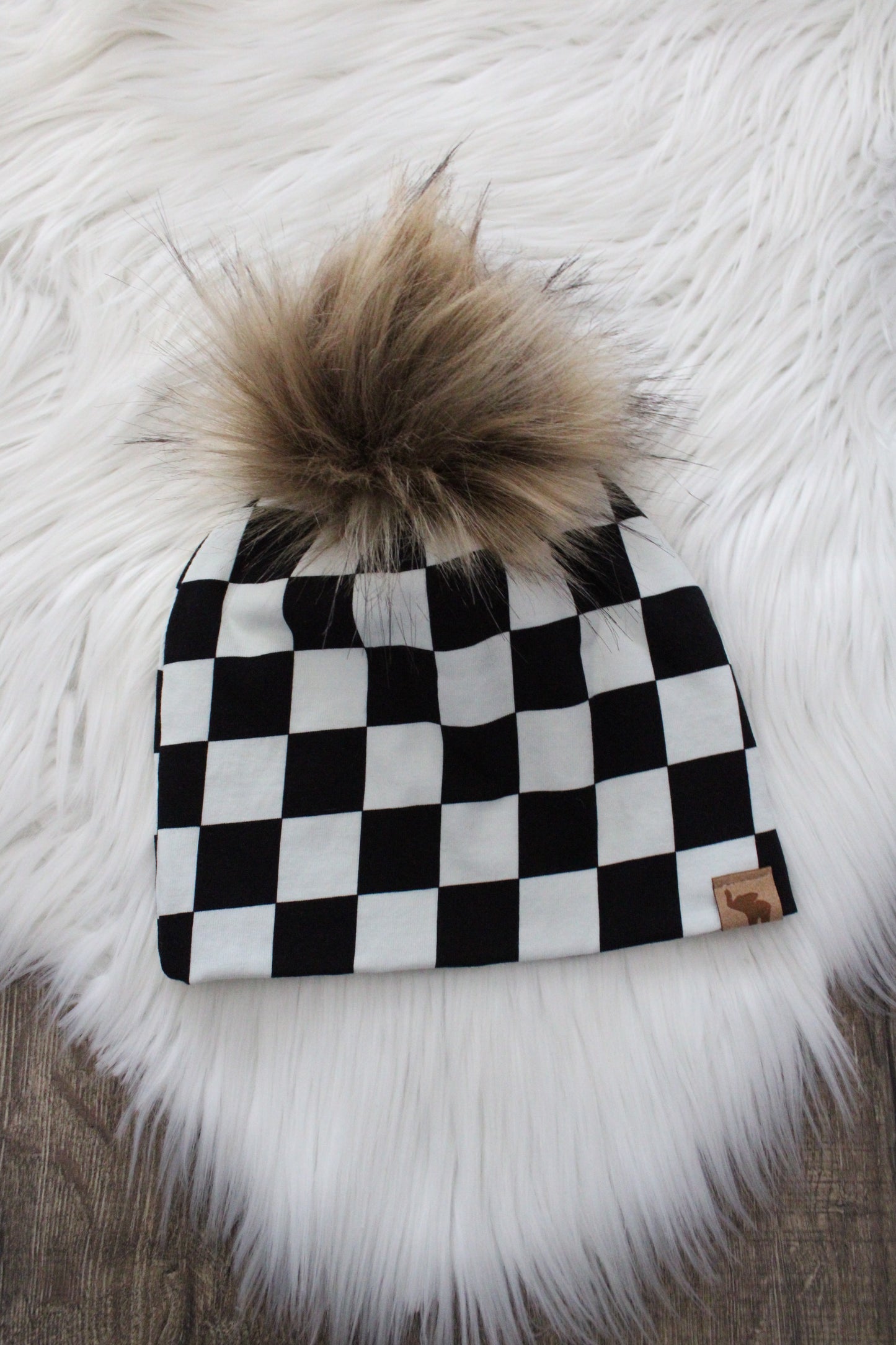 Checkered Pom Beanie