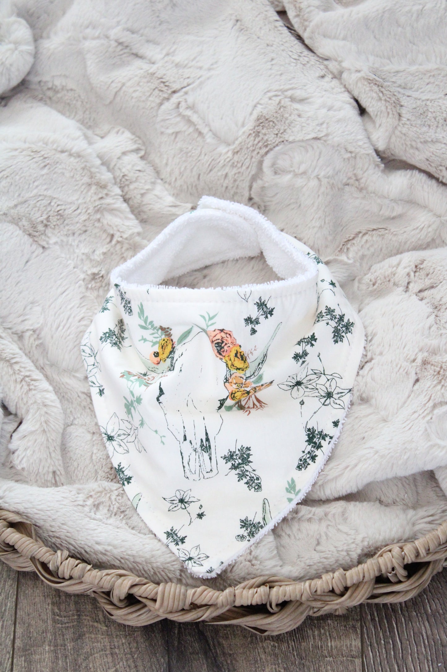 Boho Bull Skull Bibdana and Burp Cloth
