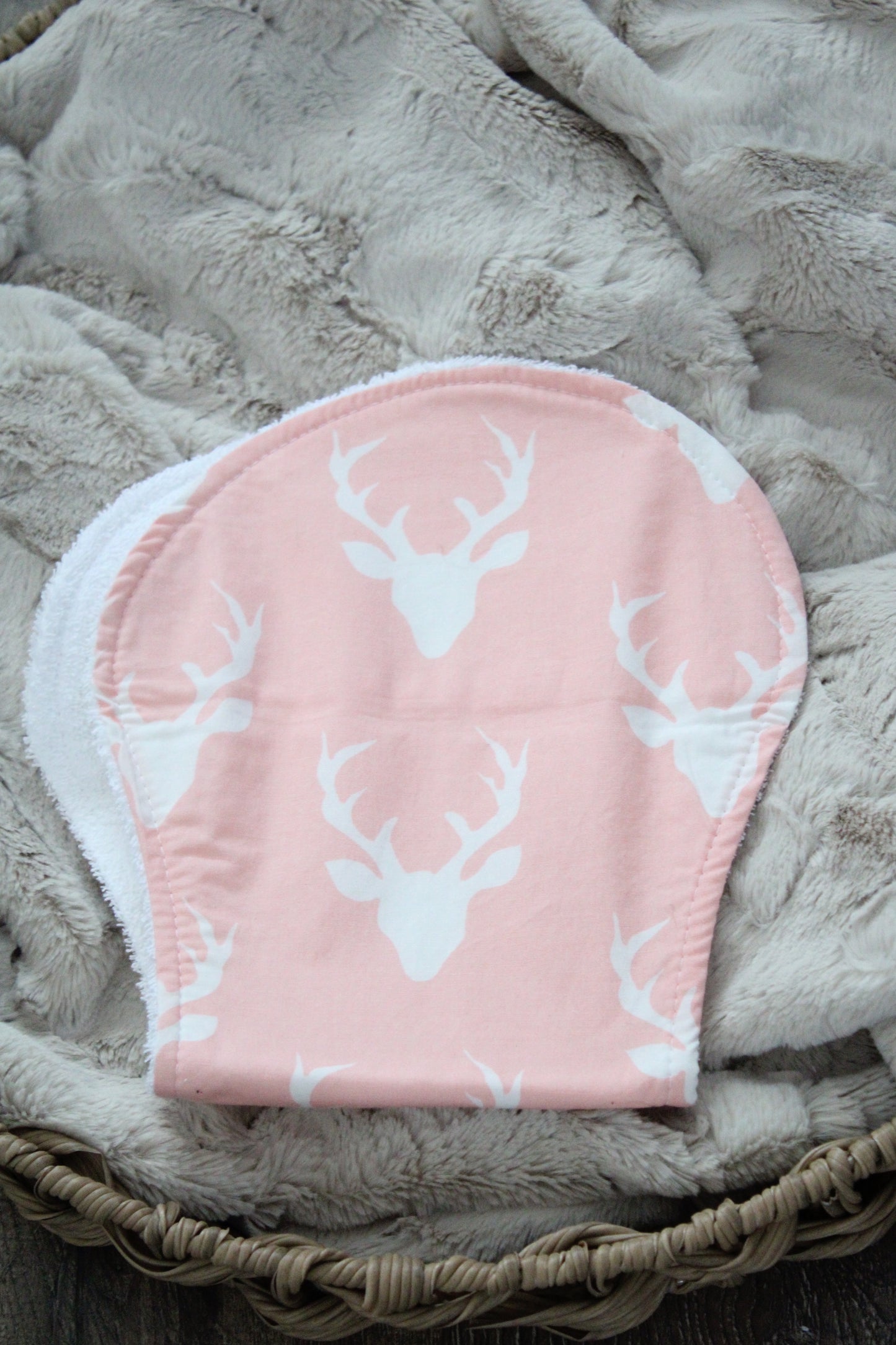Pink Bucks Bibdana and Burp Cloth