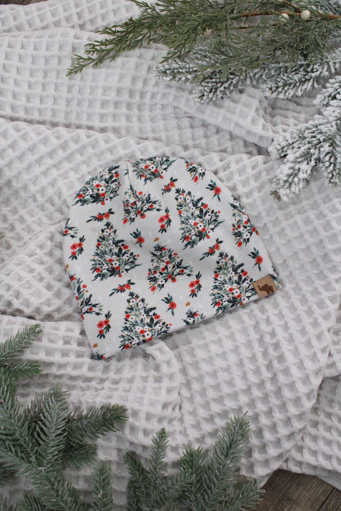 Floral Christmas Tree Beanie