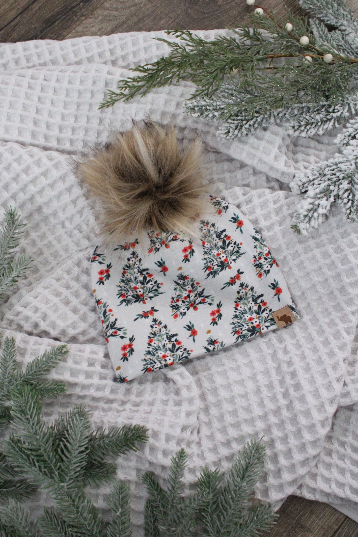 Floral Christmas Tree Beanie