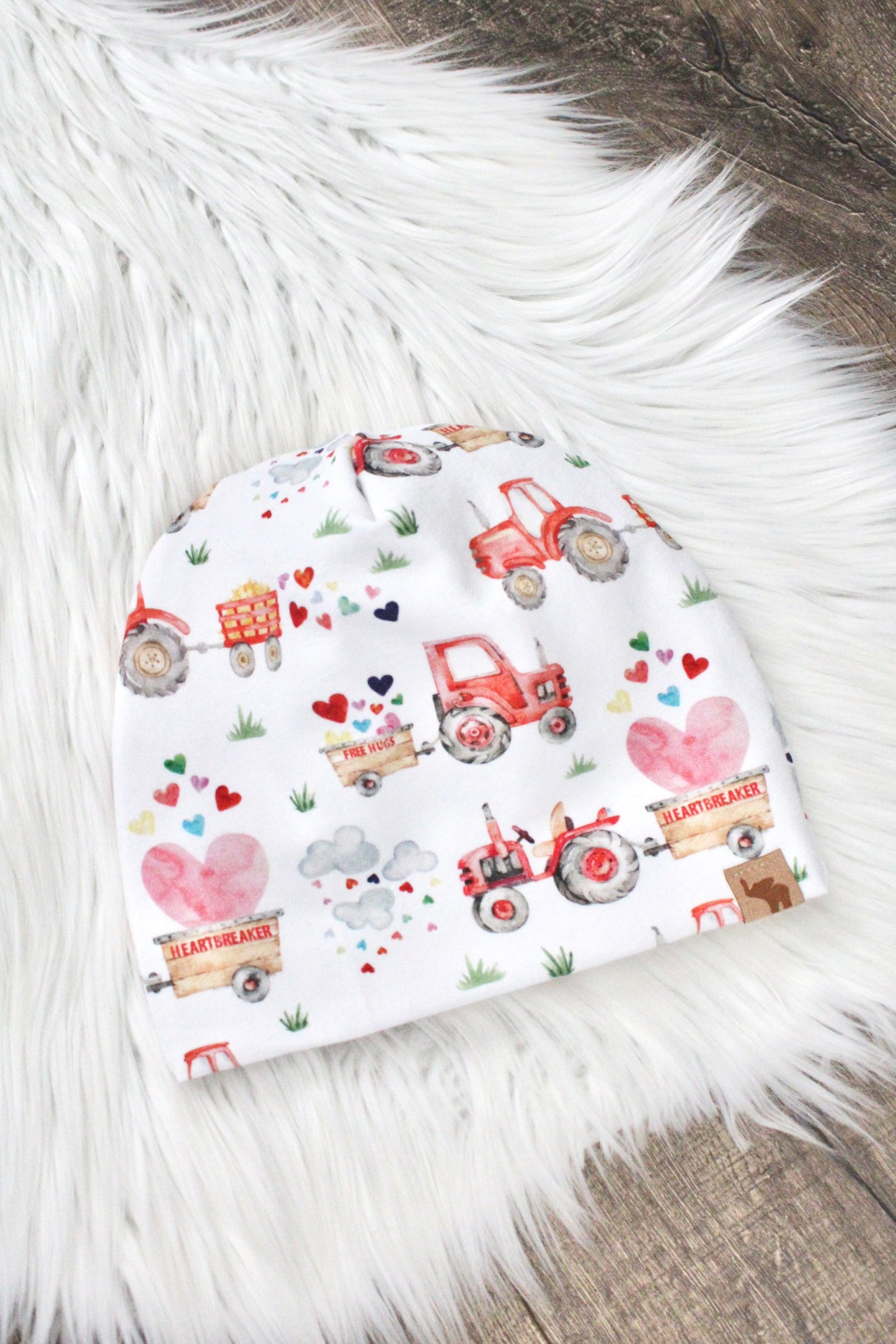 Valentine Tractor Pom Beanie