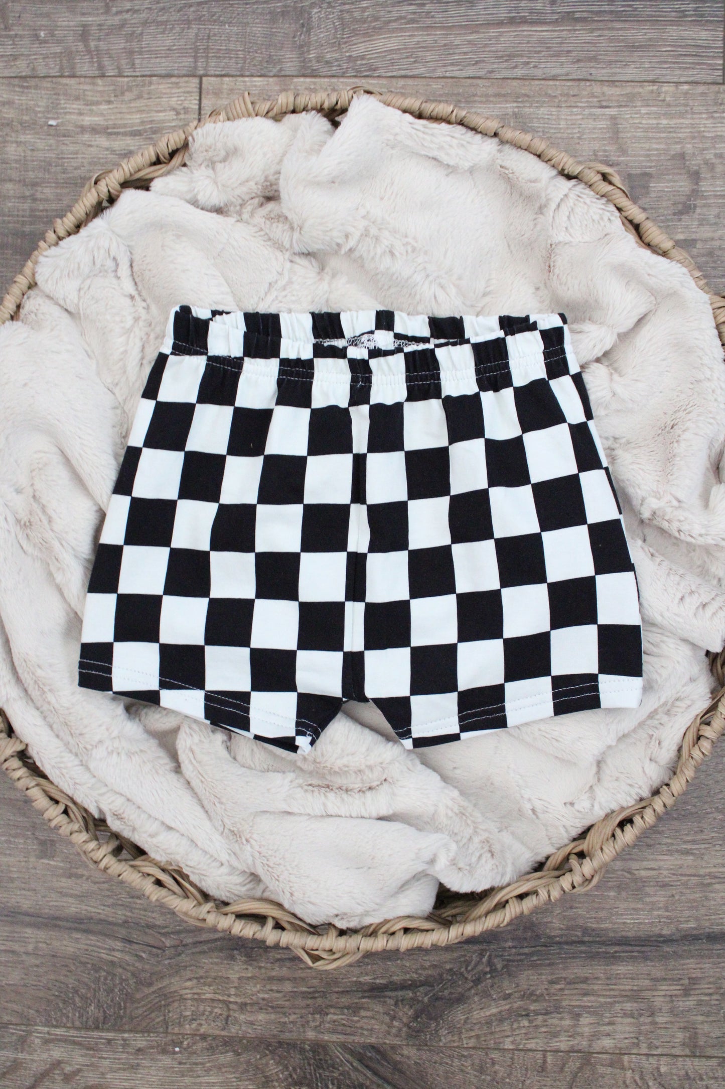 Black Checkered Shorts