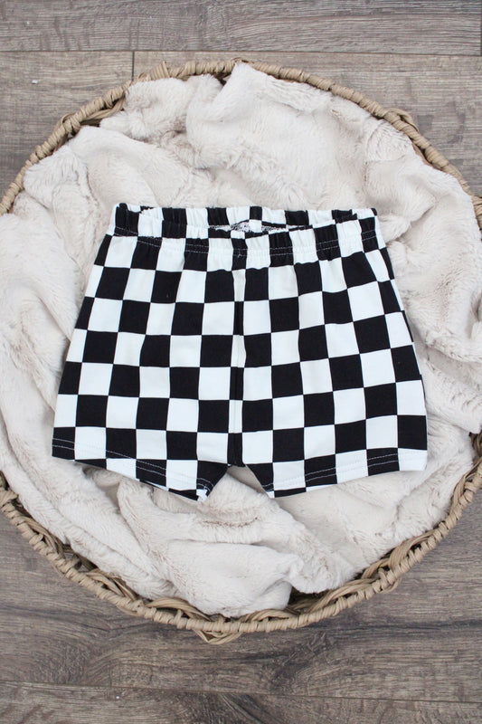 Black Checkered Shorts