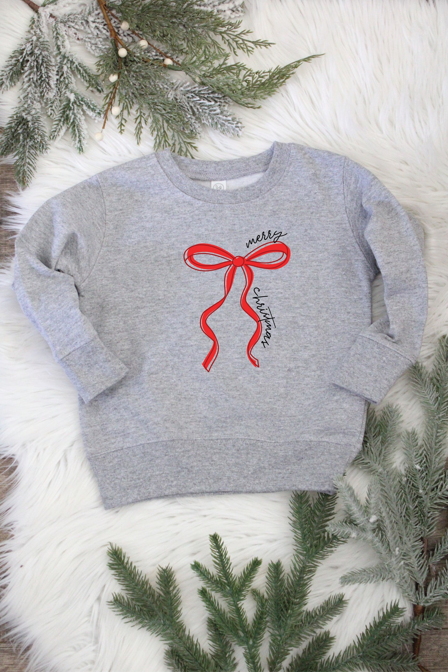 Merry Christmas Bow Toddler Sweatshirt