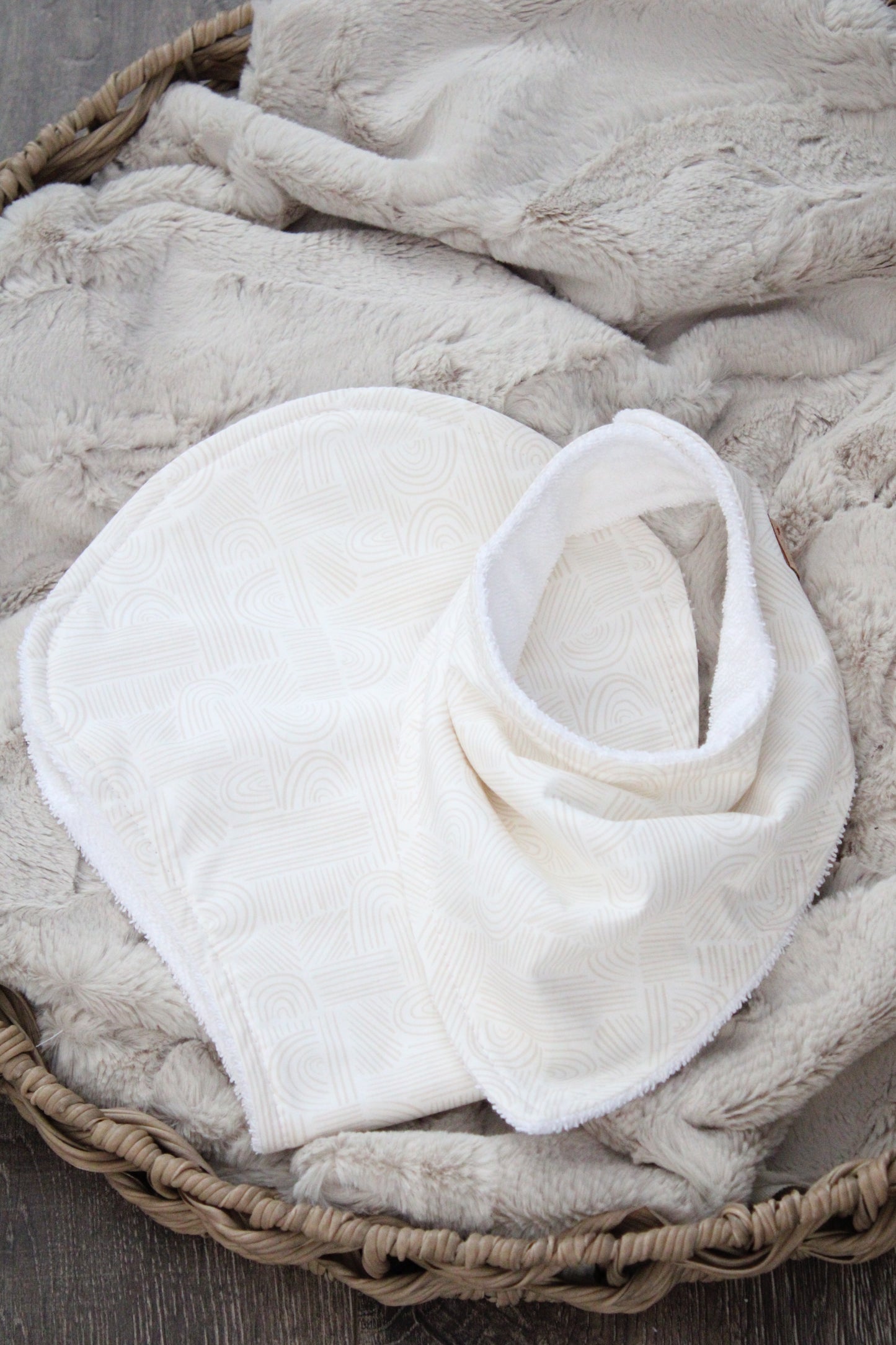 Neutral Rainbows Bibdana and Burp Cloth