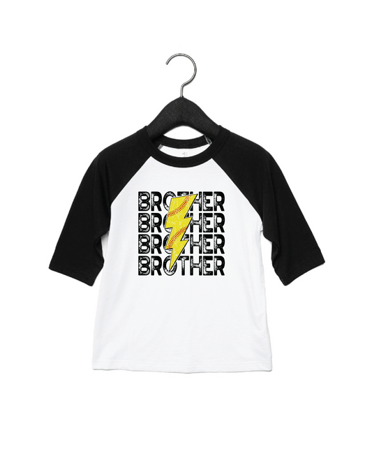 Softball Bolt Sibling Raglan Tee