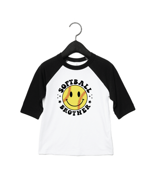 Softball Smiley Sibling Raglan Tee