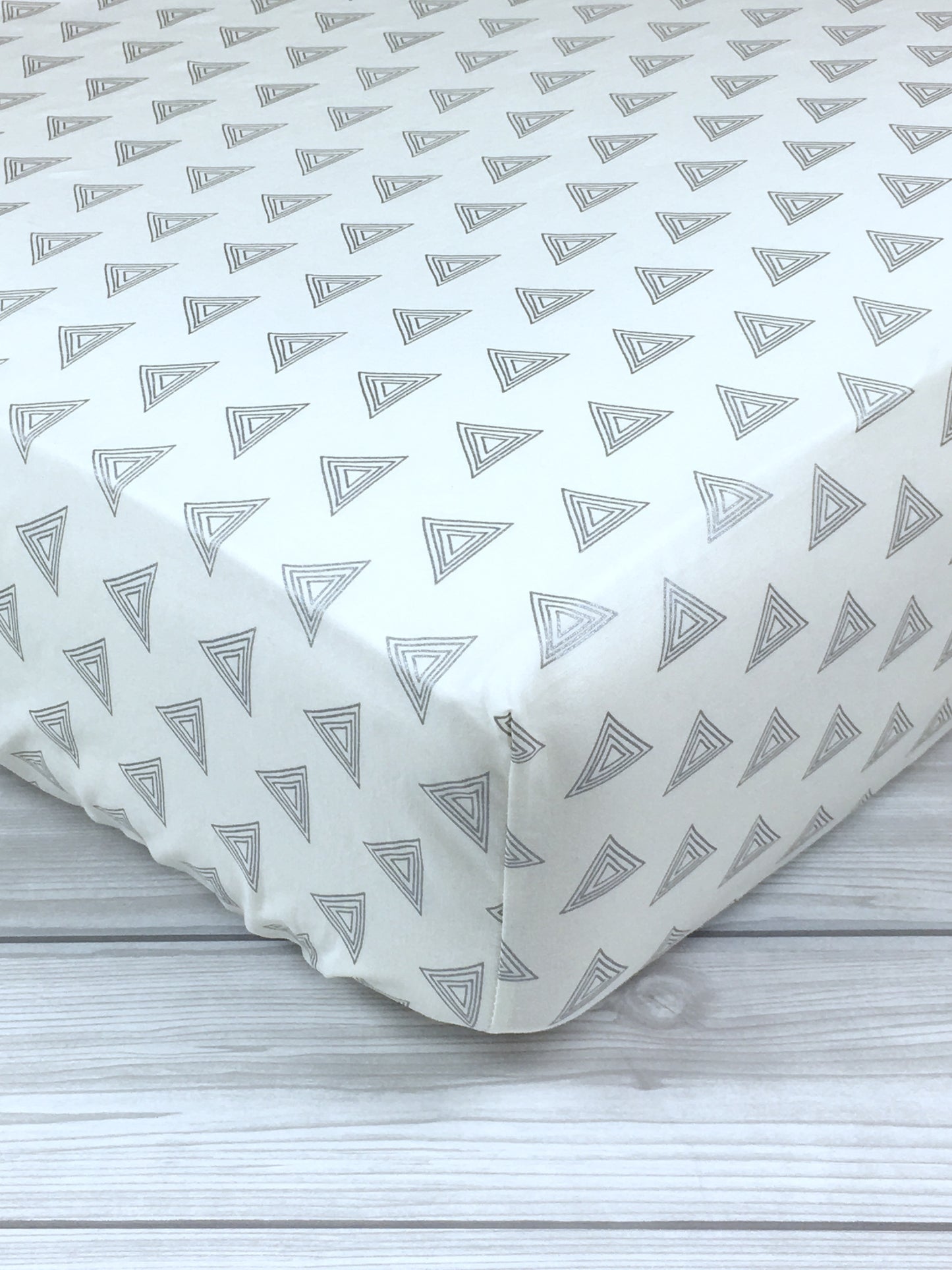 Gray Triangles Crib Sheet or Changing Pad Cover