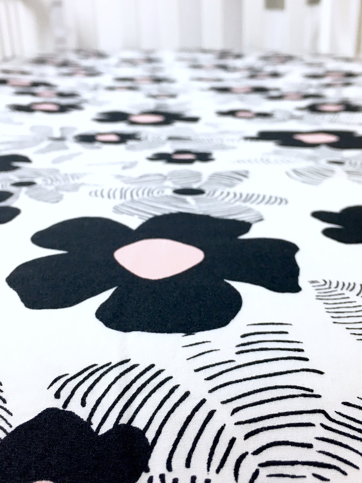 Monochrome Floral Crib Sheet or Changing Pad Cover