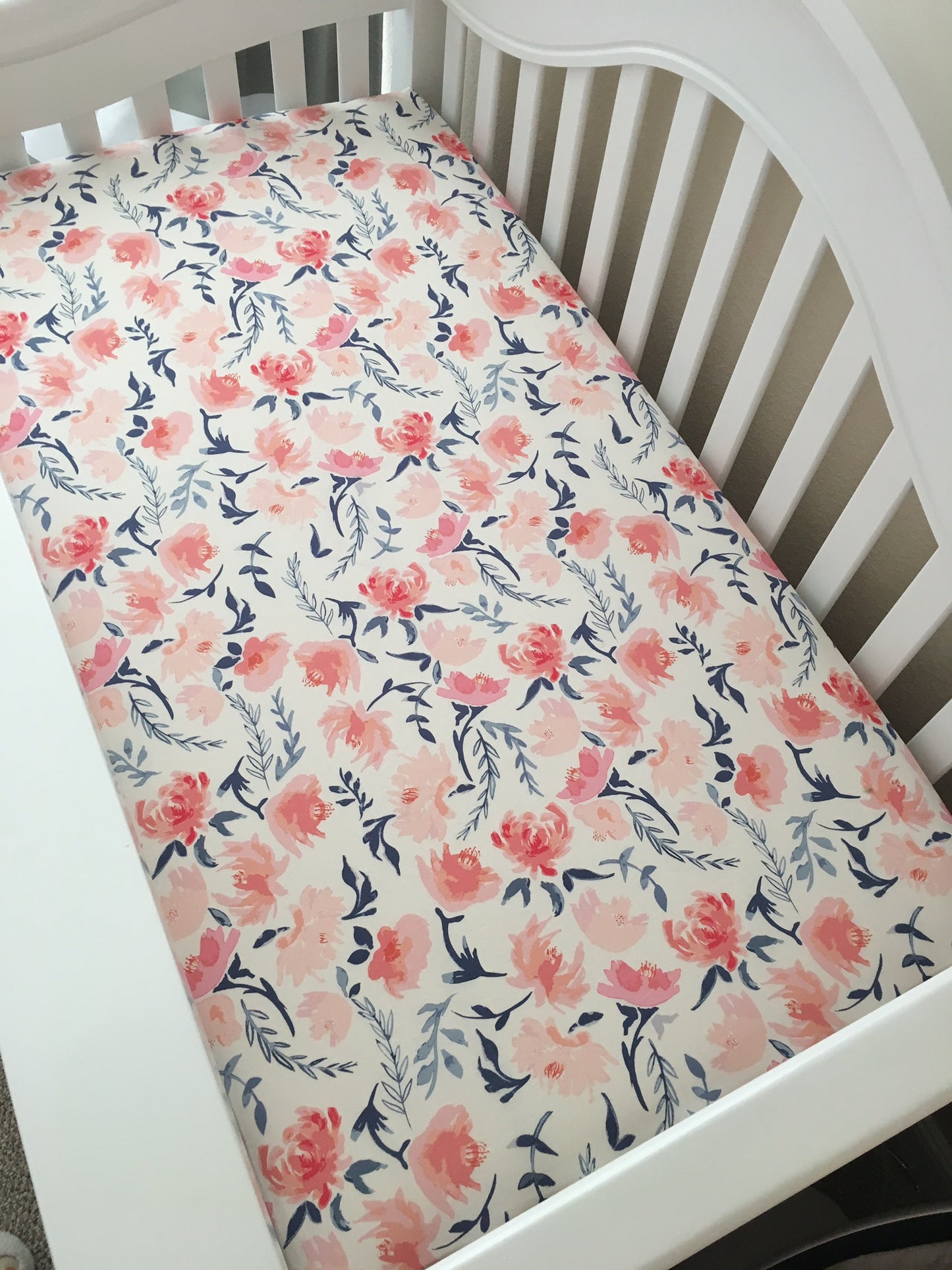 Watercolor Peony Crib Sheet or Changing Pad Cover
