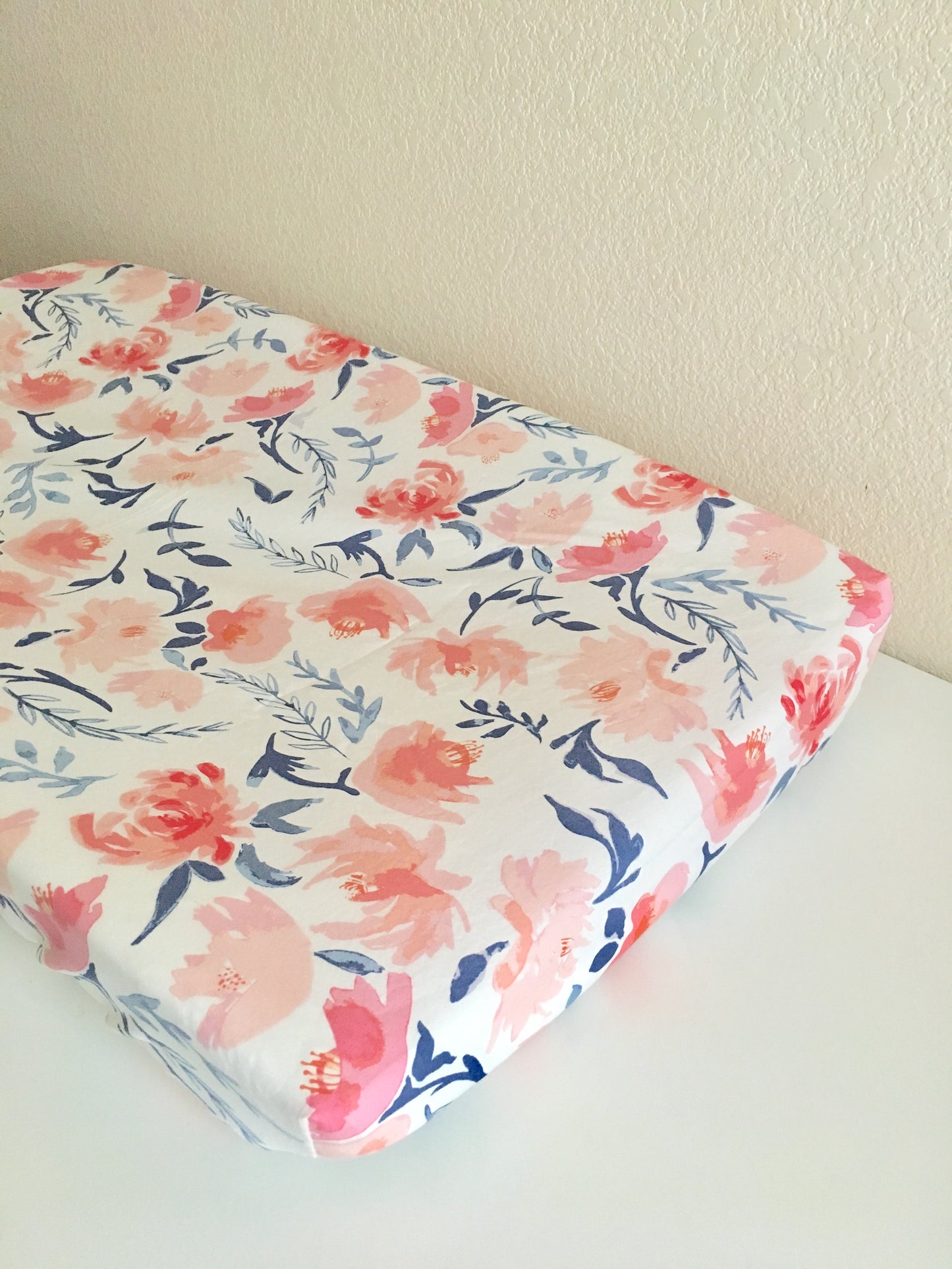 Watercolor Peony Crib Sheet or Changing Pad Cover