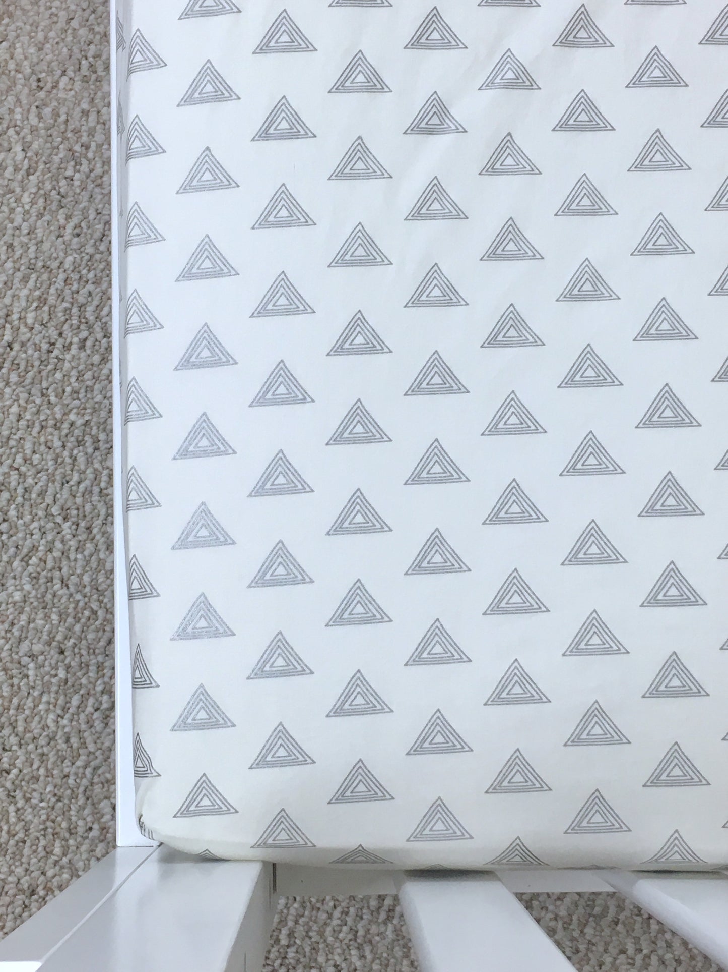 Gray Triangles Crib Sheet or Changing Pad Cover