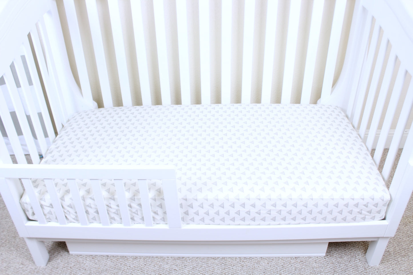 Gray Triangles Crib Sheet or Changing Pad Cover