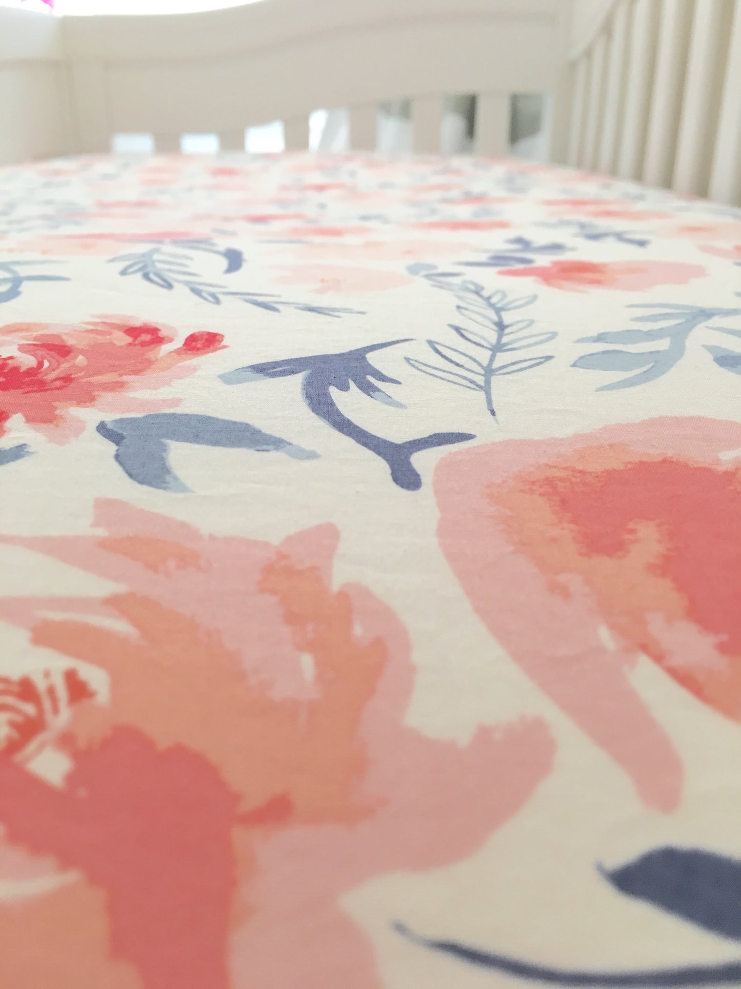 Watercolor Peony Crib Sheet or Changing Pad Cover
