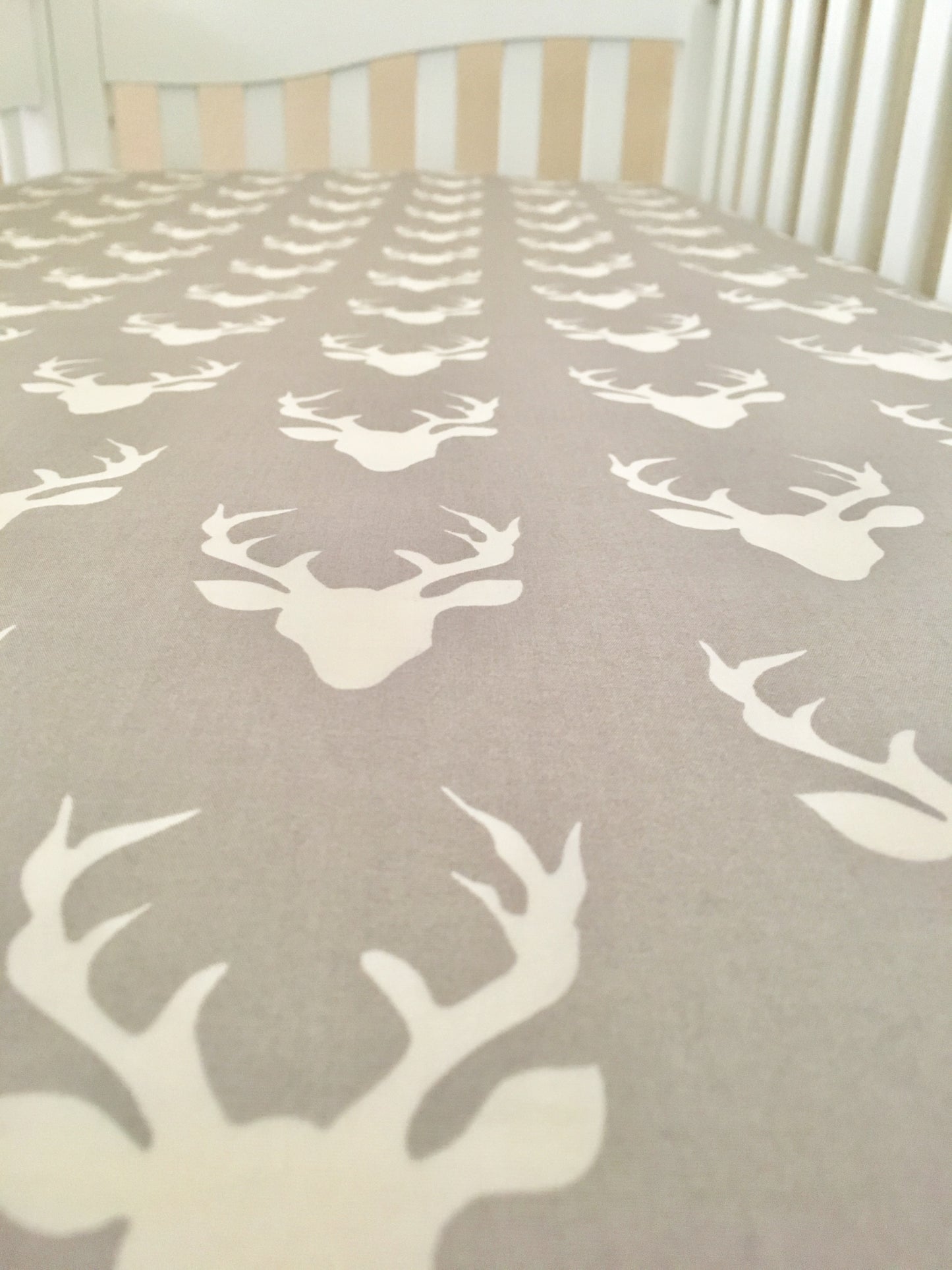 Gray Bucks Crib Sheet or Changing Pad Cover