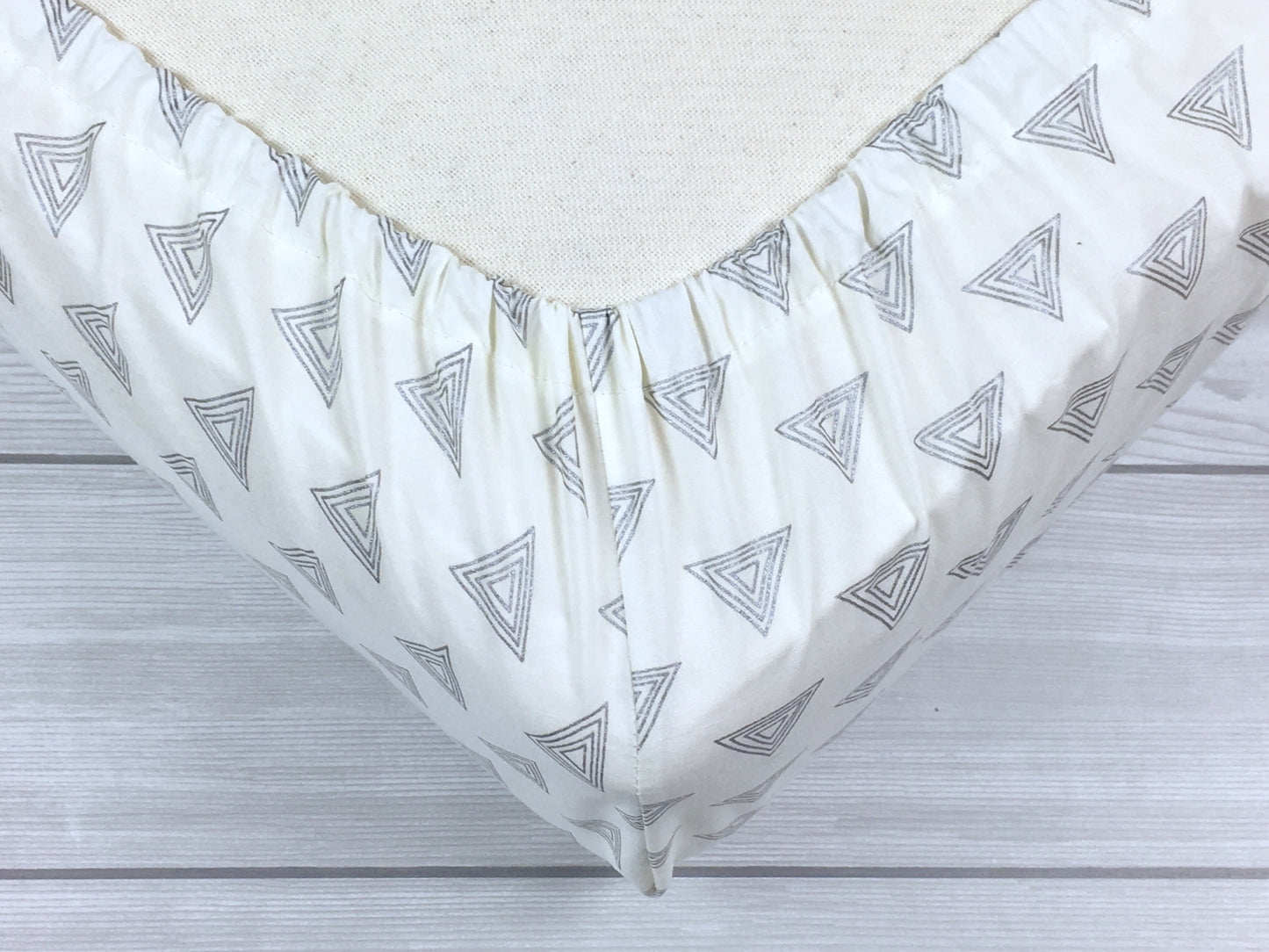 Gray Triangles Crib Sheet or Changing Pad Cover