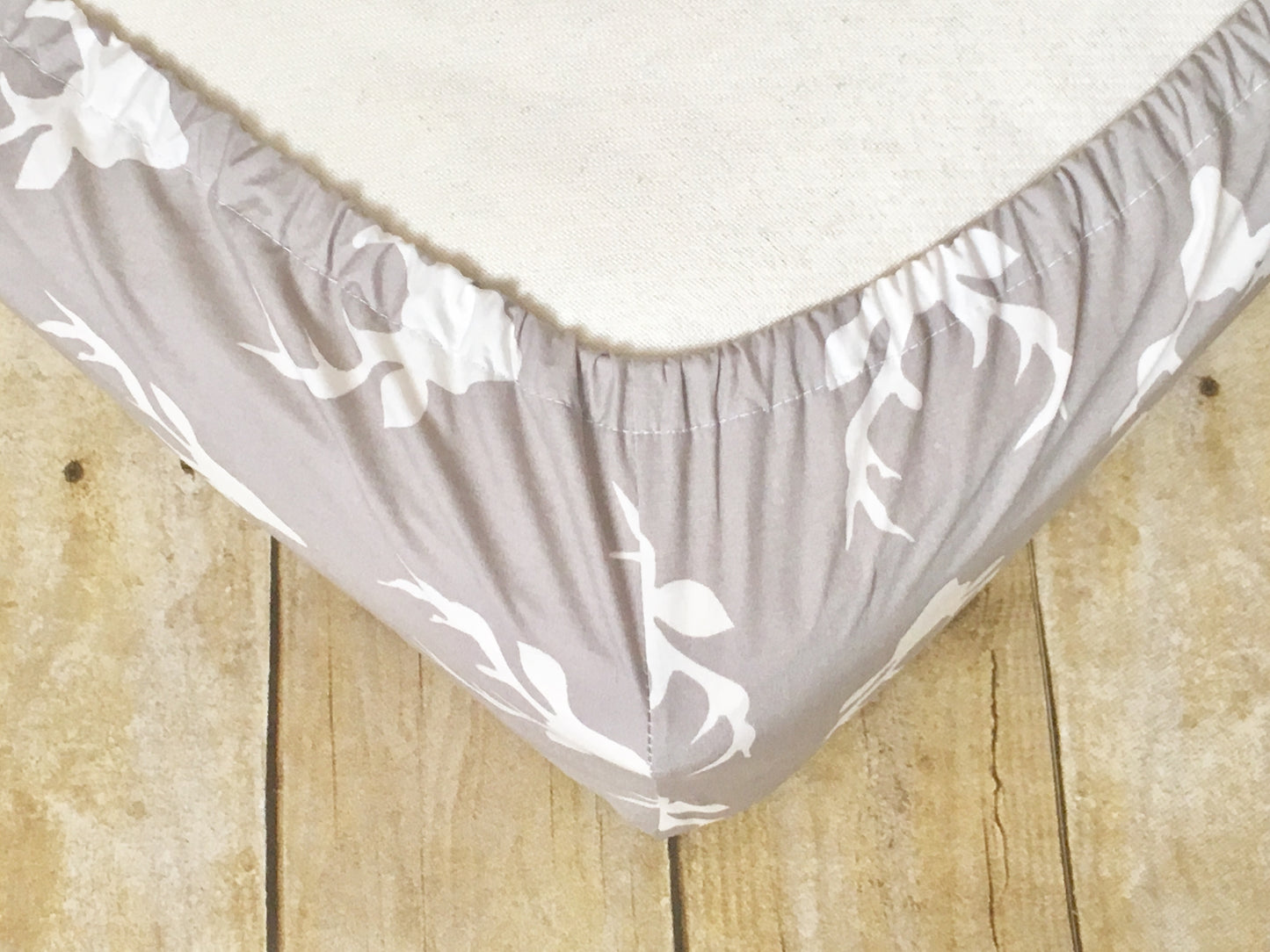 Gray Bucks Crib Sheet or Changing Pad Cover