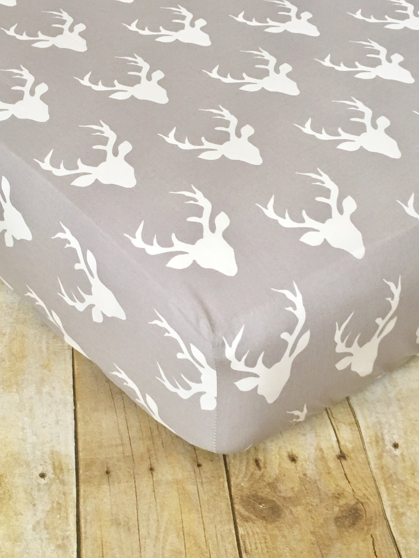 Gray Bucks Crib Sheet or Changing Pad Cover