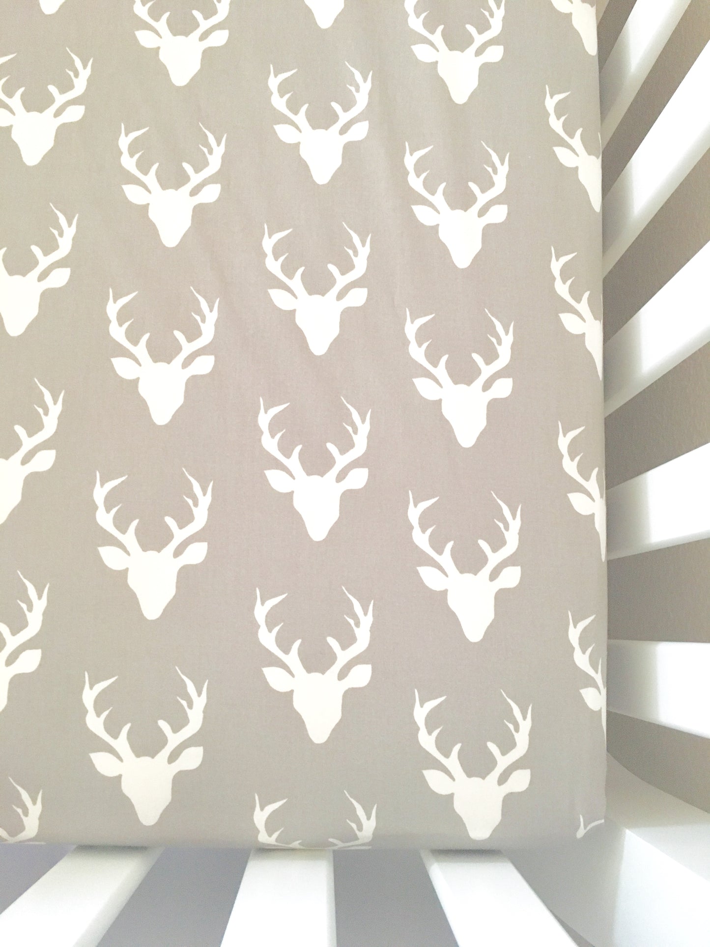 Gray Bucks Crib Sheet or Changing Pad Cover