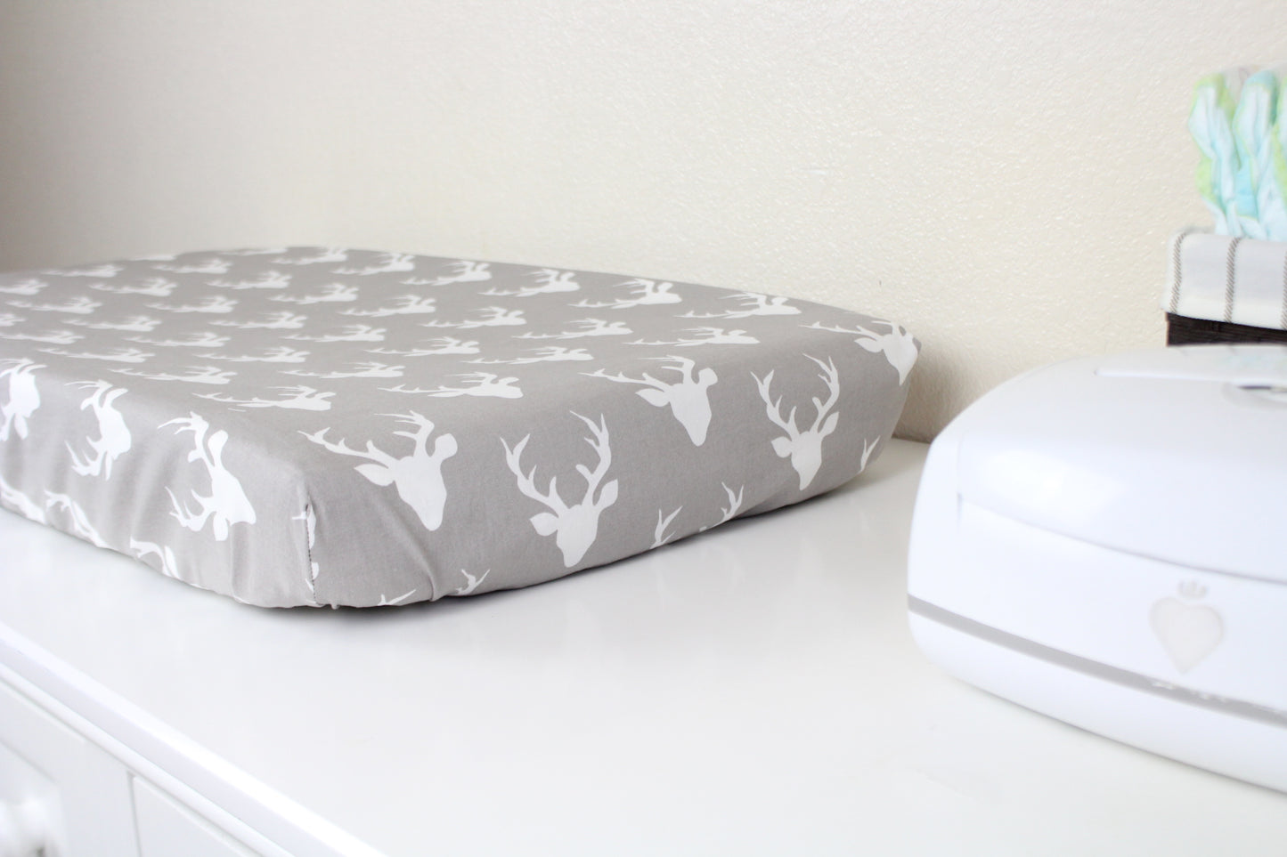 Gray Bucks Crib Sheet or Changing Pad Cover