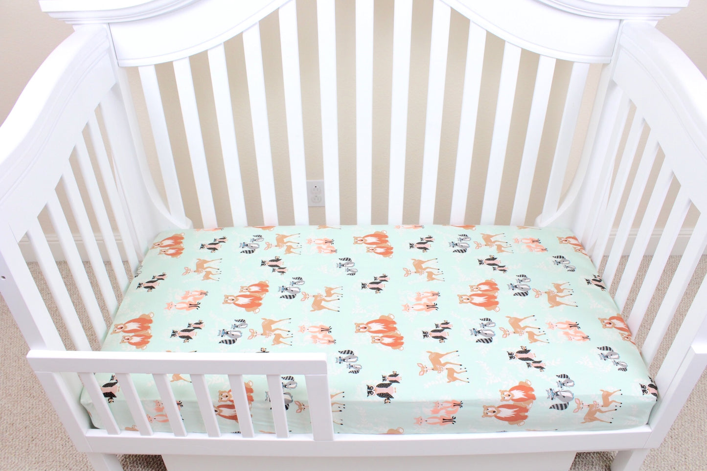 Mint Hello Bear Crib Sheet or Changing Pad Cover