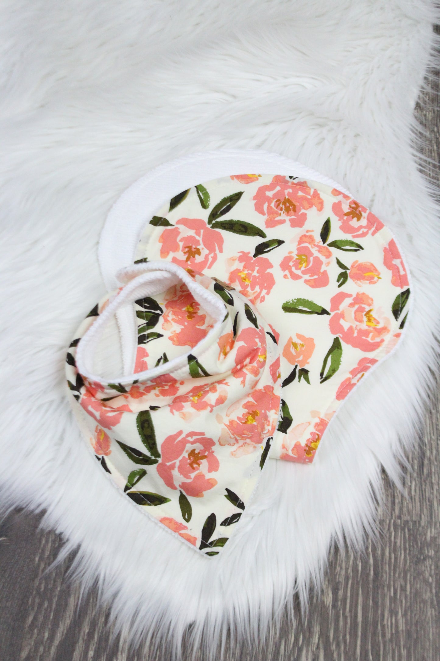 Coral Peonies Bidbana and Burp Cloth
