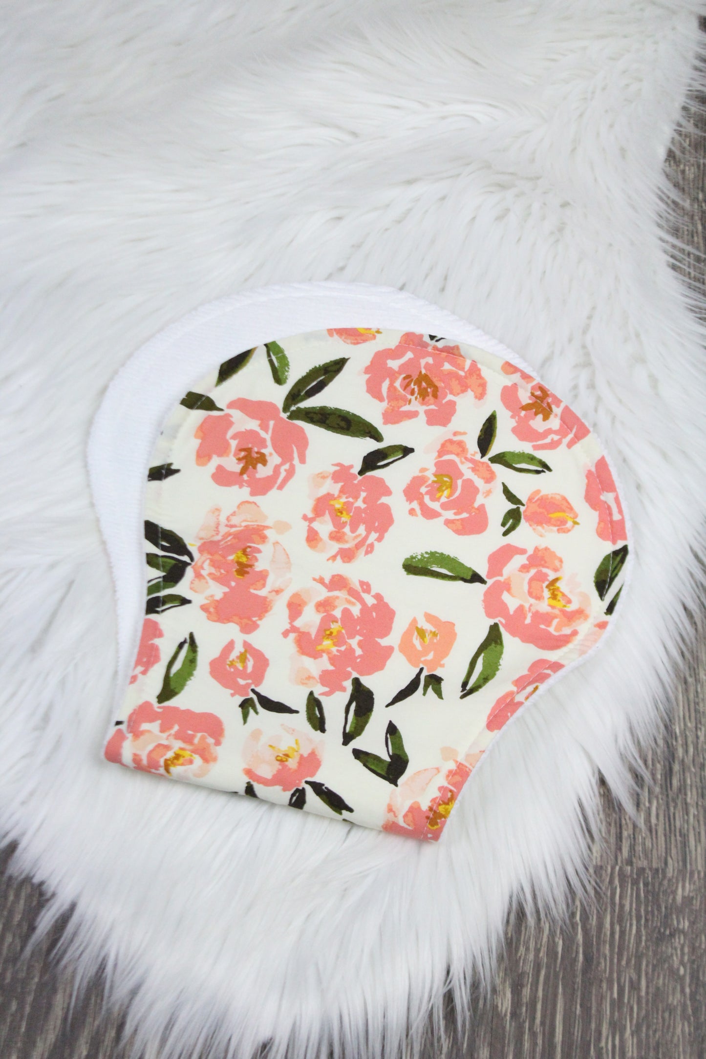 Coral Peonies Bidbana and Burp Cloth