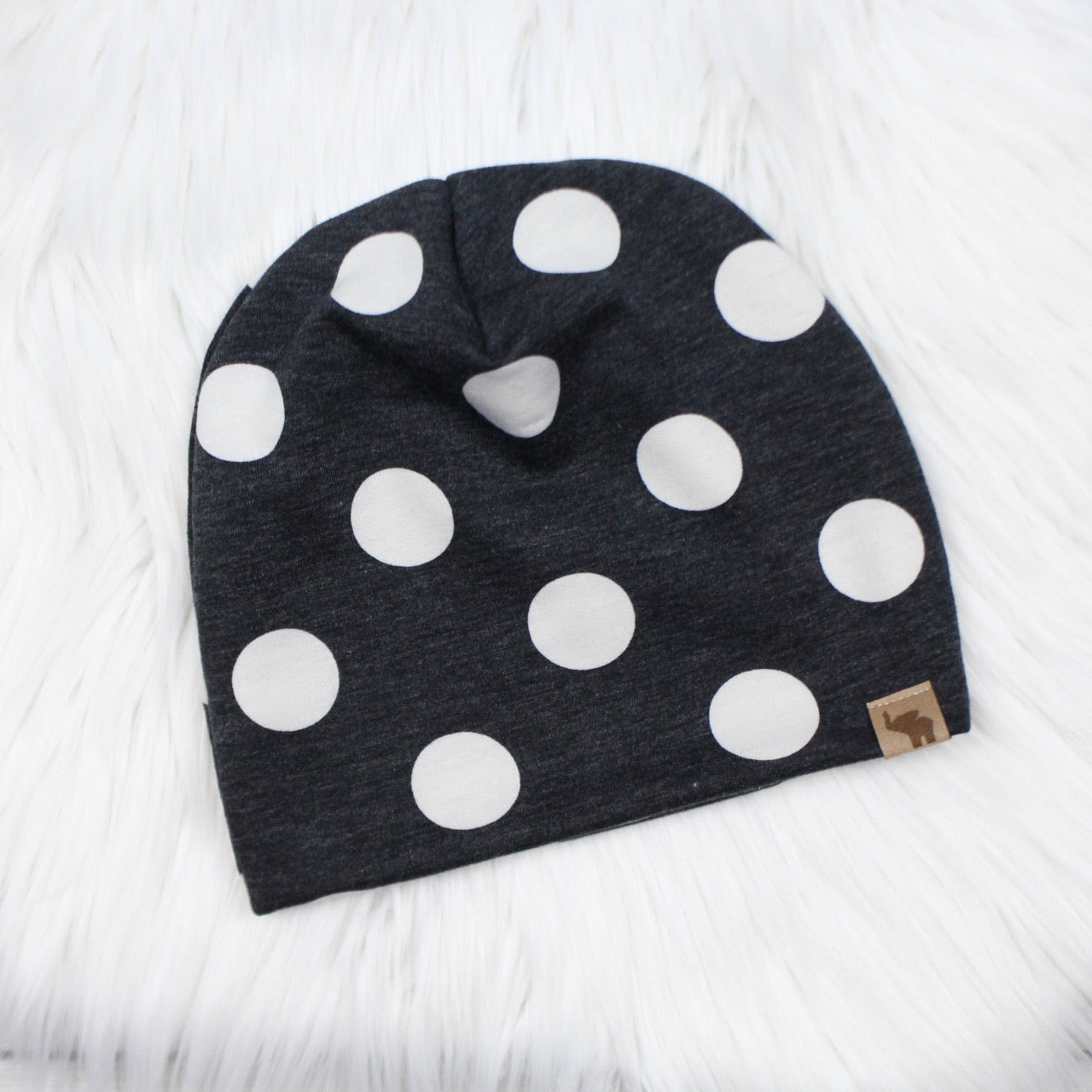 Charcoal Polka Dot Pom Beanie