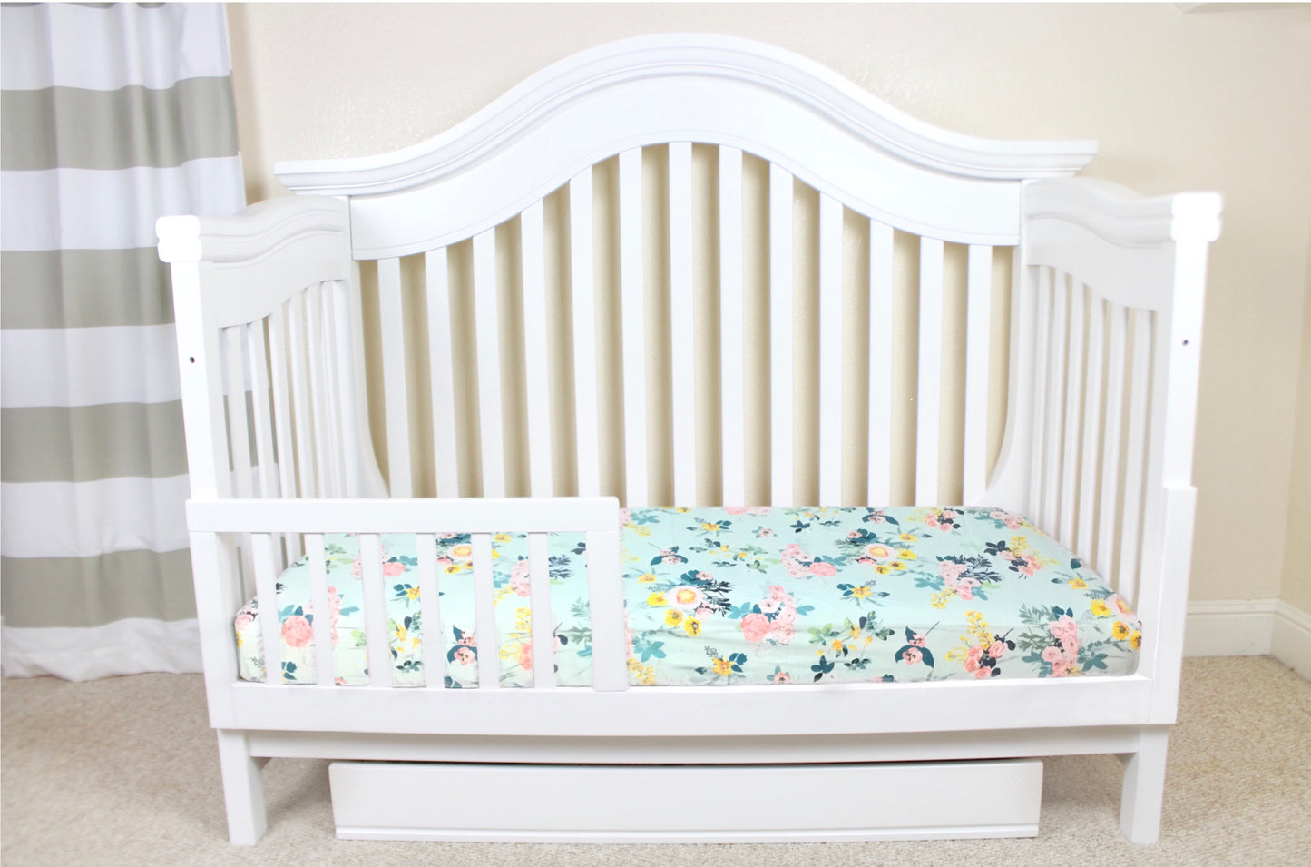 Aqua Florals Crib Sheet or Changing Pad Cover