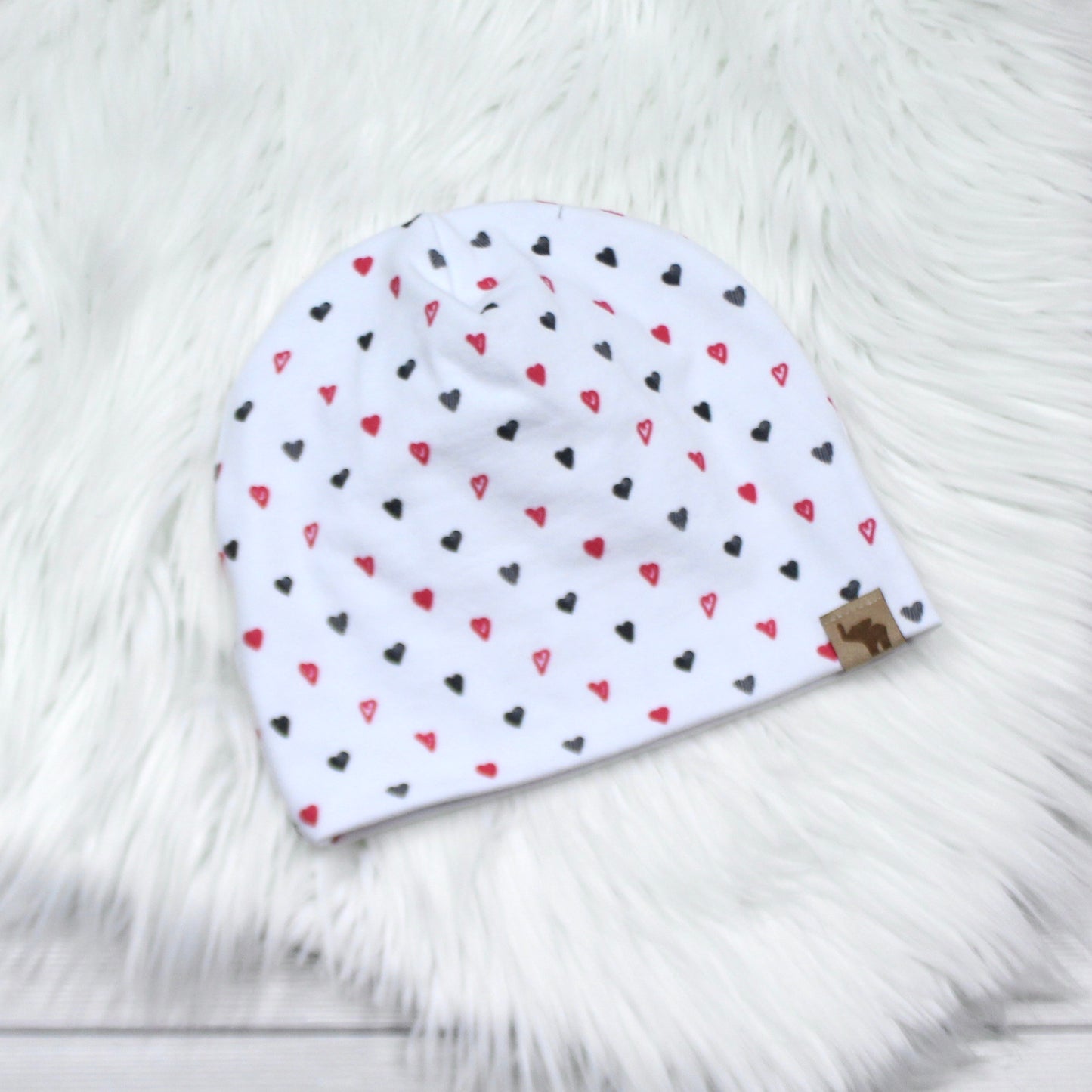 Red and Black Heart Beanie