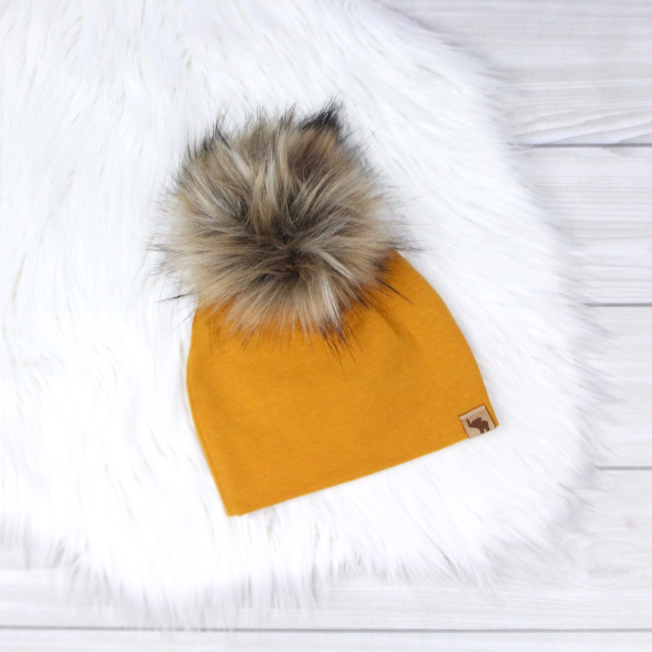 Mustard Yellow Pom Beanie1