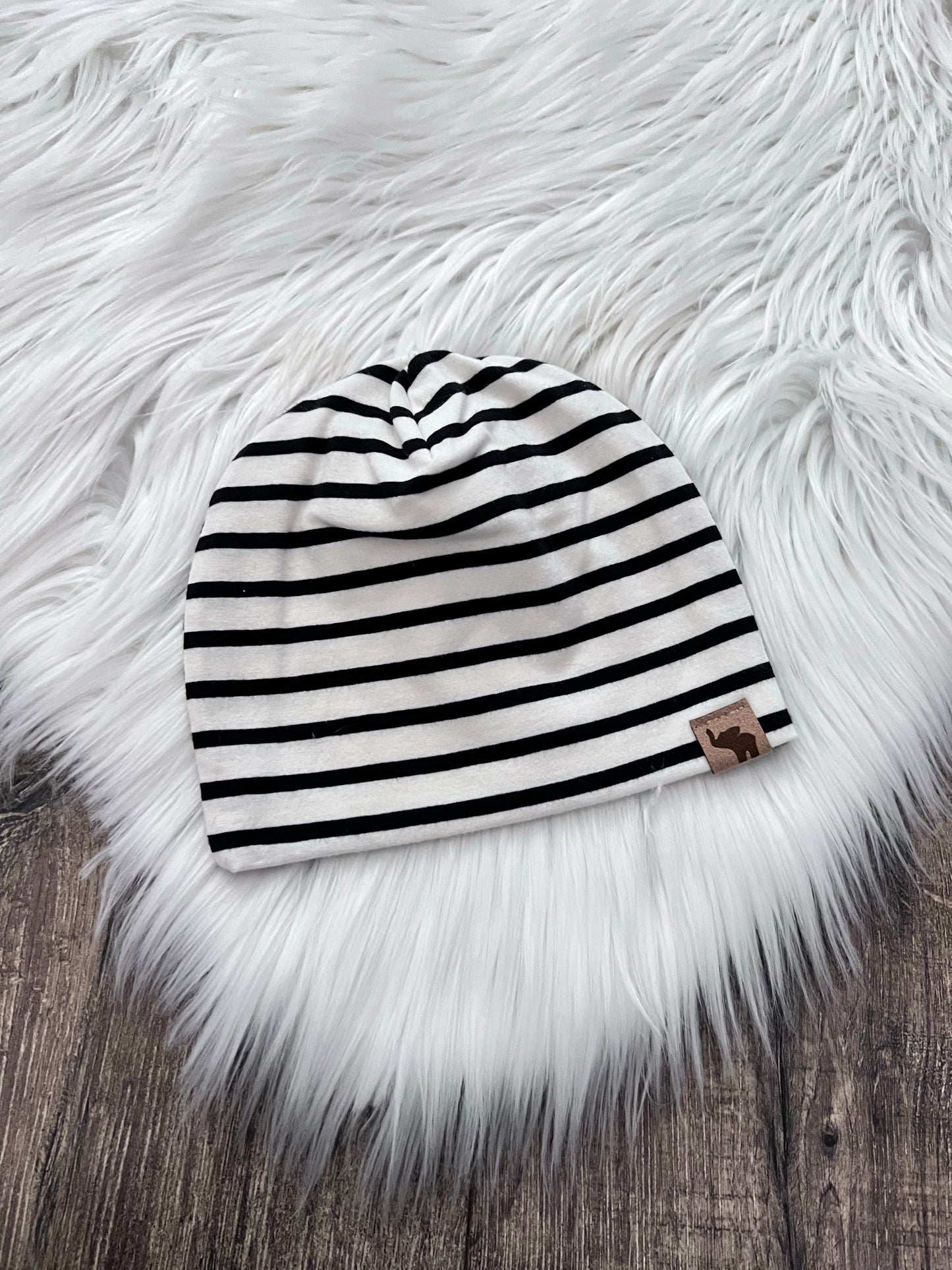 Black Stripe Pom Beanie