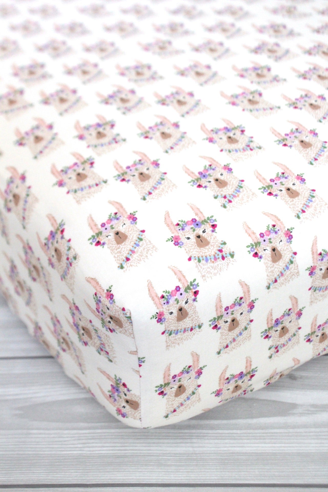 Floral Llama Crib Sheet or Changing Pad Cover
