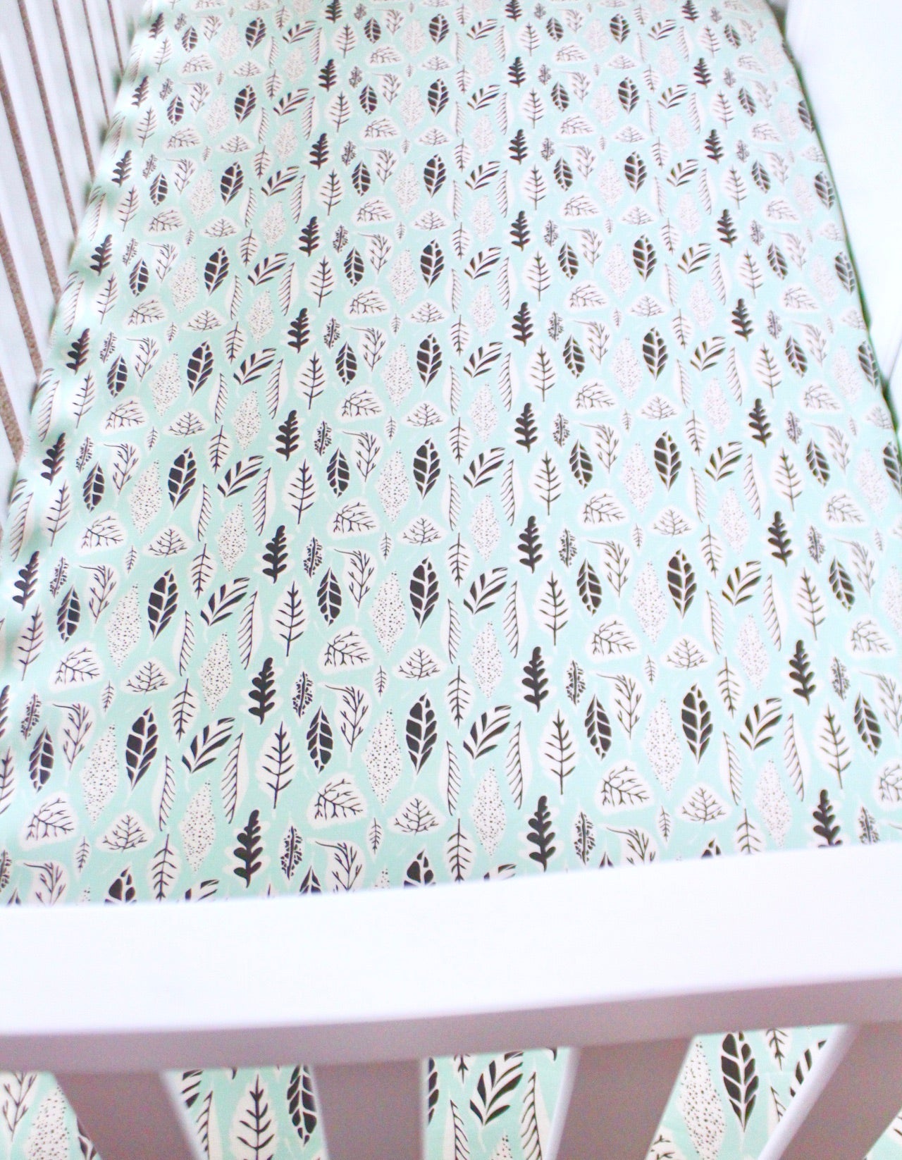 Mint Leaves Crib Sheet or Changing Pad Cover