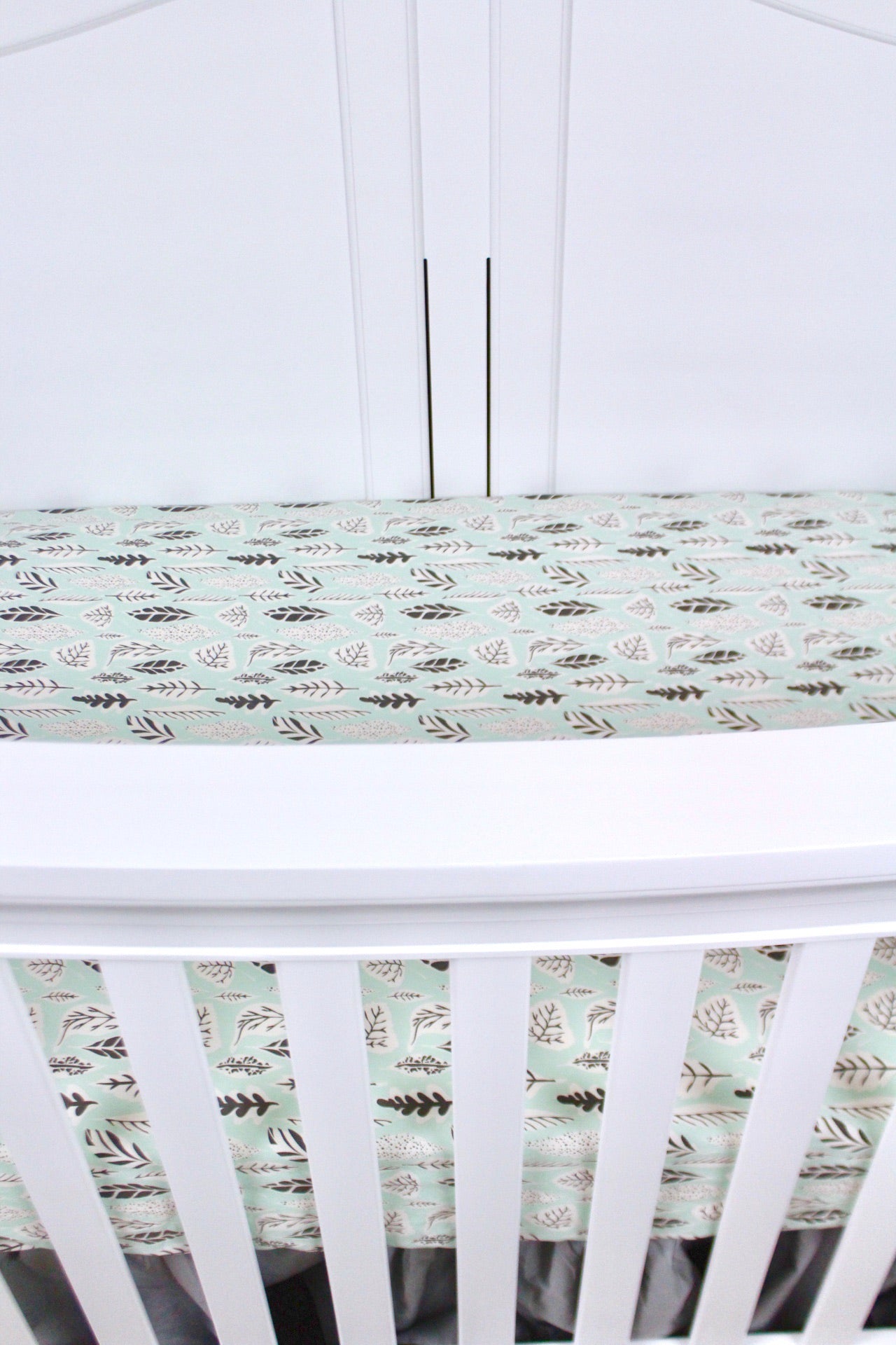 Mint Leaves Crib Sheet or Changing Pad Cover