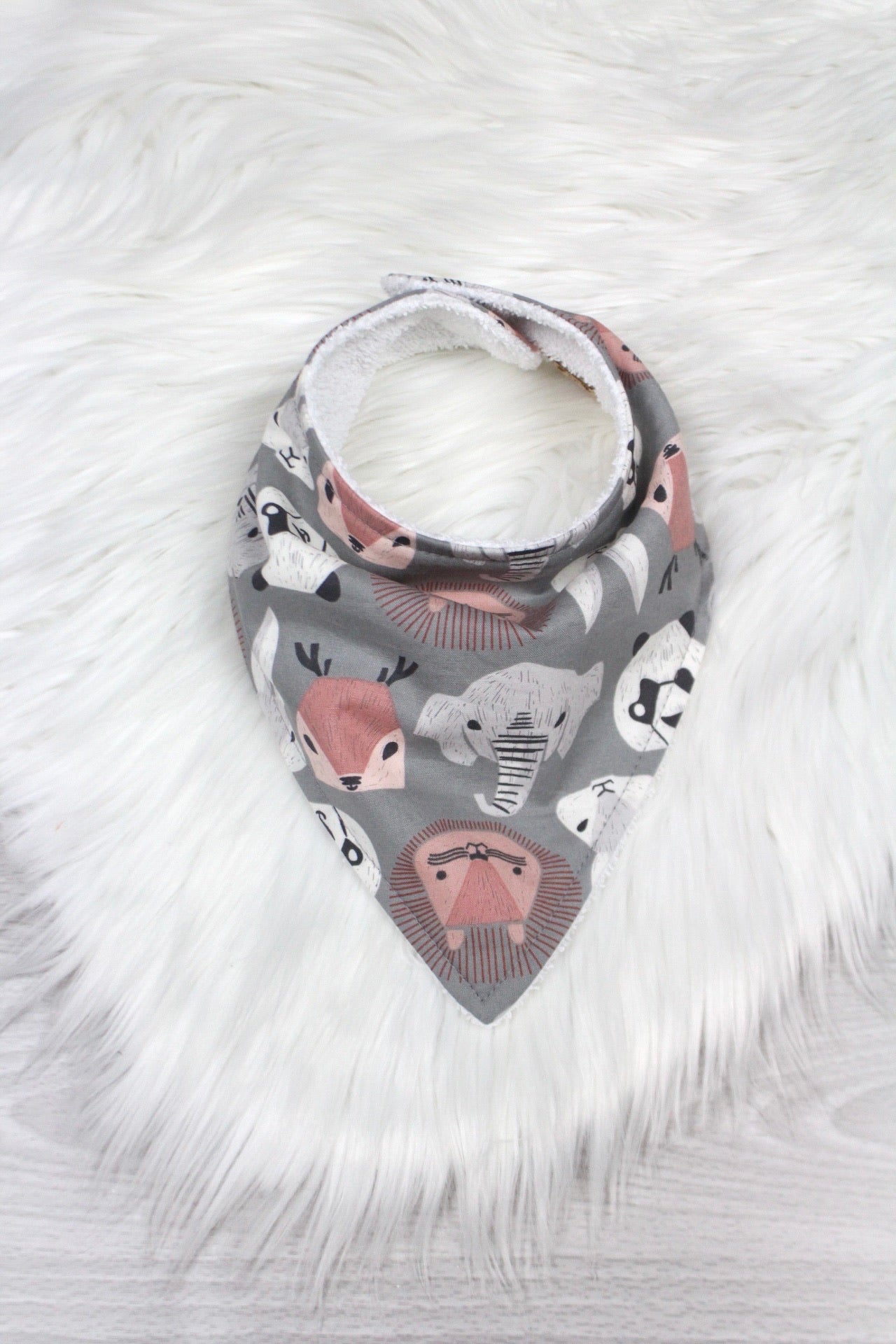 Grey Woodland Animals Bibdana and Burp Cloth