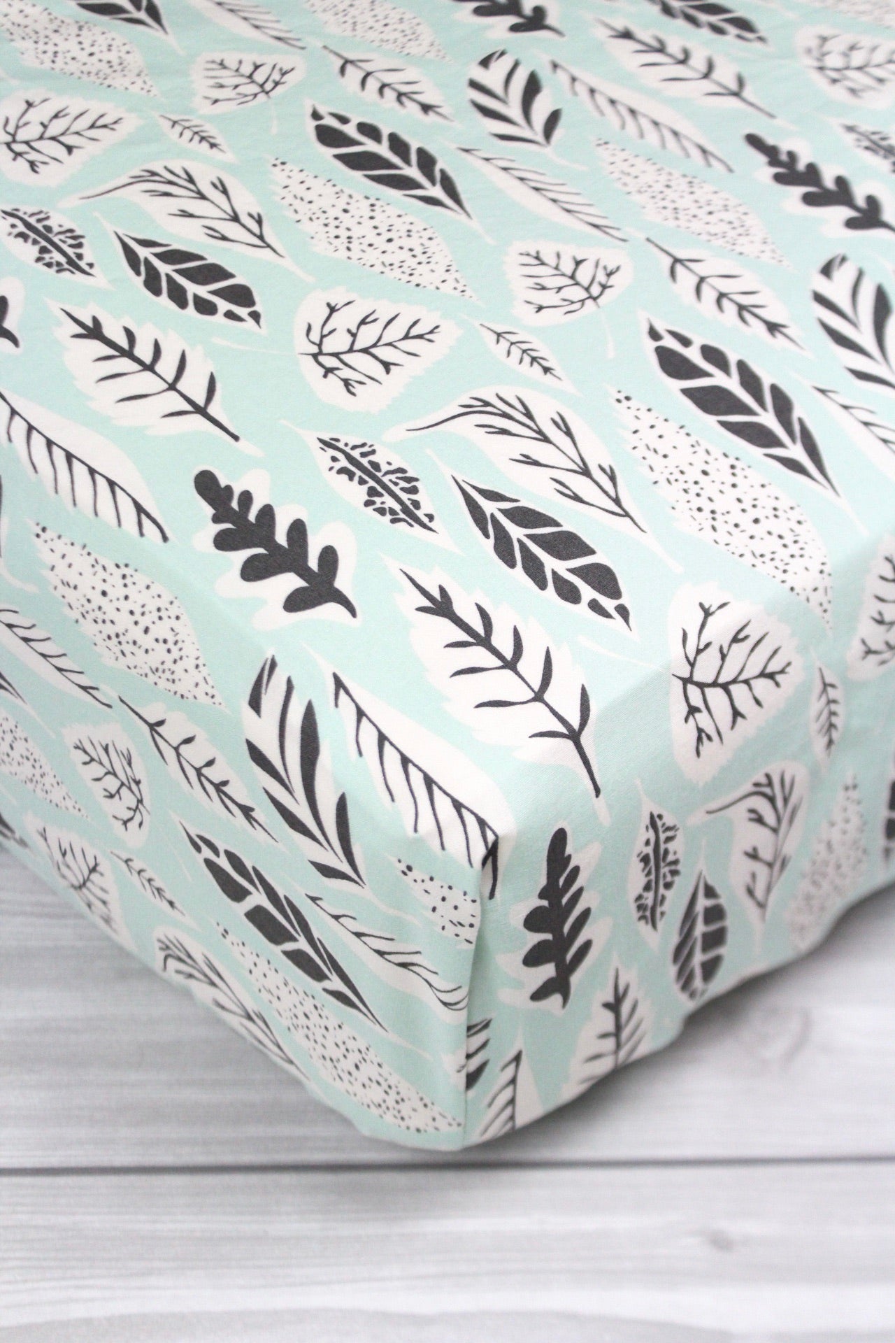 Mint Leaves Crib Sheet or Changing Pad Cover