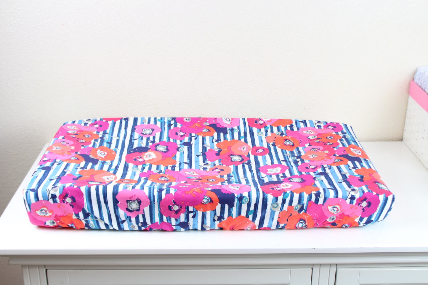 Poppies and Stripes Crib Sheet or Changing Pad Cover
