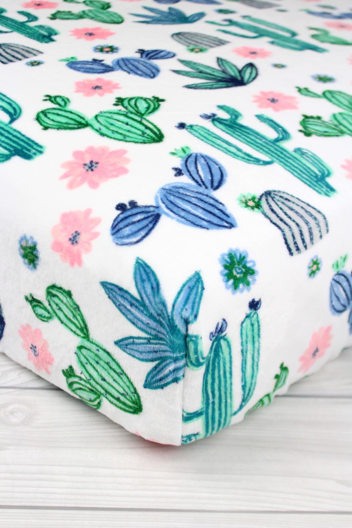 Floral Cactus Minky Crib Sheet or Changing Pad Cover