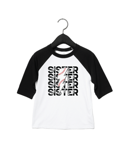 Baseball Bolt Sibling Raglan Tee