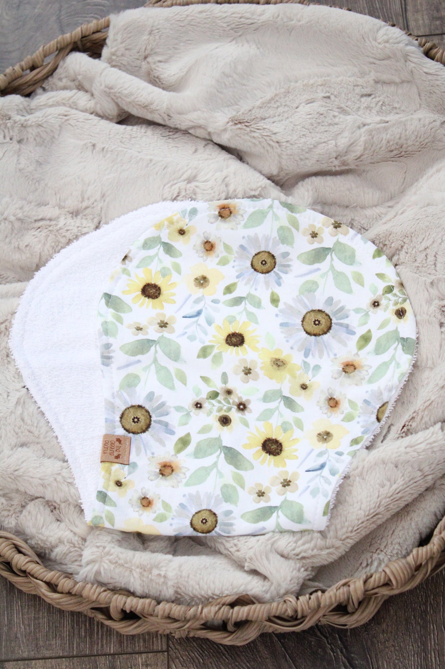 Blue Sunflowers Bibdana and Burp Cloth